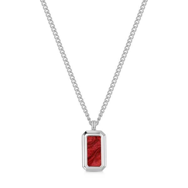 Ingot Cremation Ashes Resin Necklace - Silver