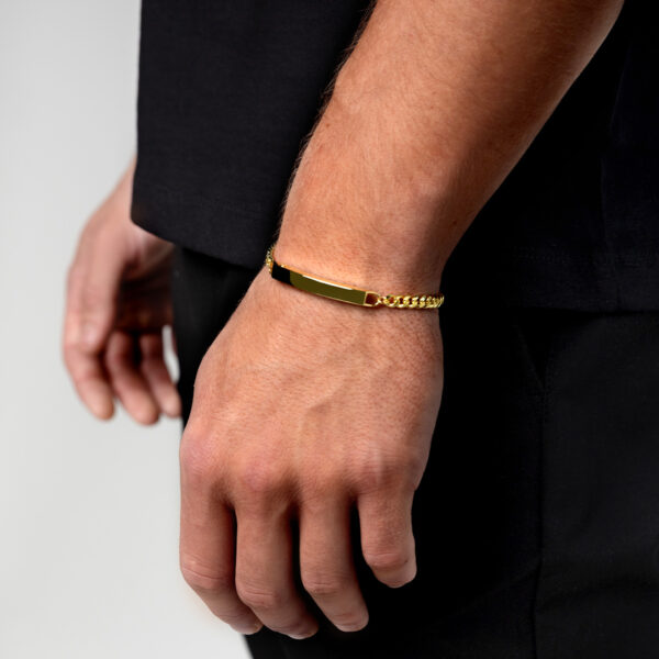 Legacy Name Bar Urn With Cuban Chain Bracelet - Gold