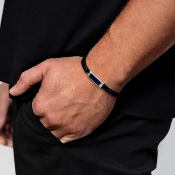 Men's Ashes Resin Braided Double Cord Bracelet - Silver