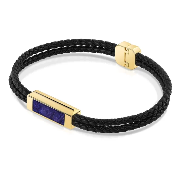 Men's Braided Double Cord Bracelet With Ashes Ingot Urn - Gold