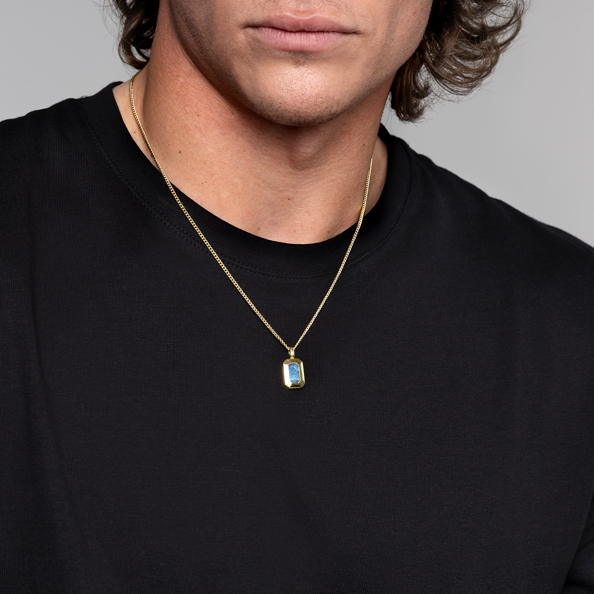 Men's Ingot Ashes Resin Necklace - Gold