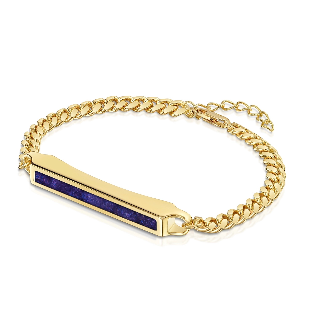 Men's Large Capsule Ashes Bracelet With Cuban Chain - Gold