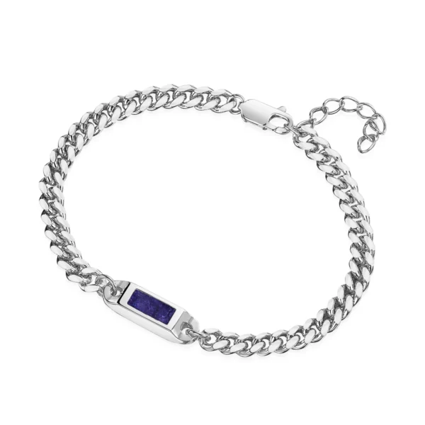 Men's Small Capsule Ashes Bracelet With Cuban Chain - Silver