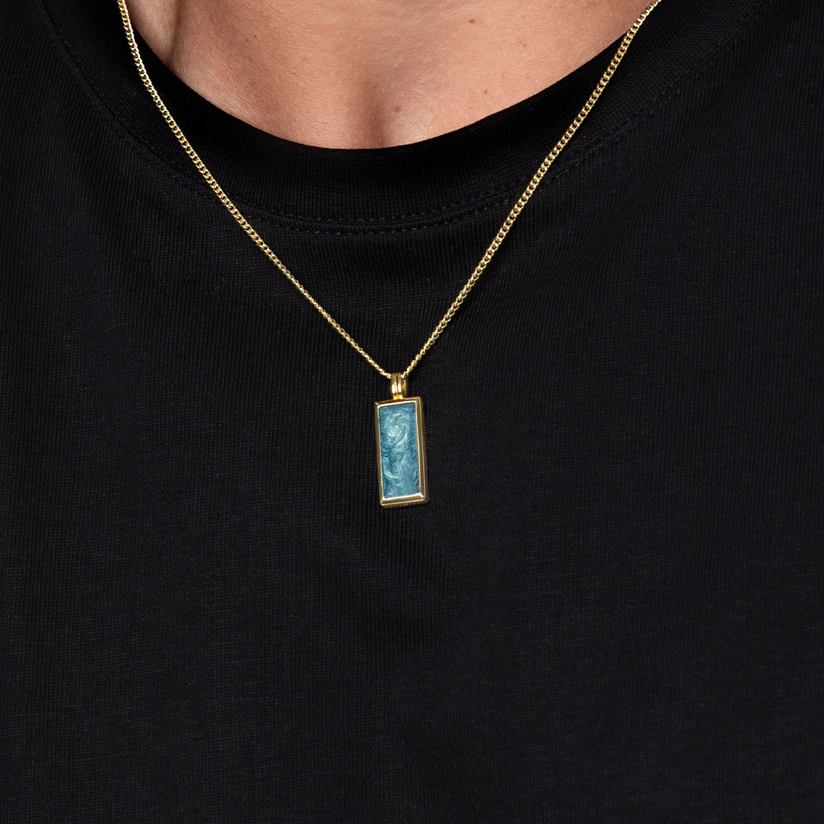 Men's Tall Ingot Ashes Resin Necklace - Gold