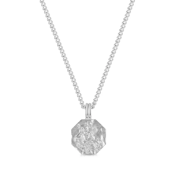 Saint Christopher Octagonal Necklace - Silver