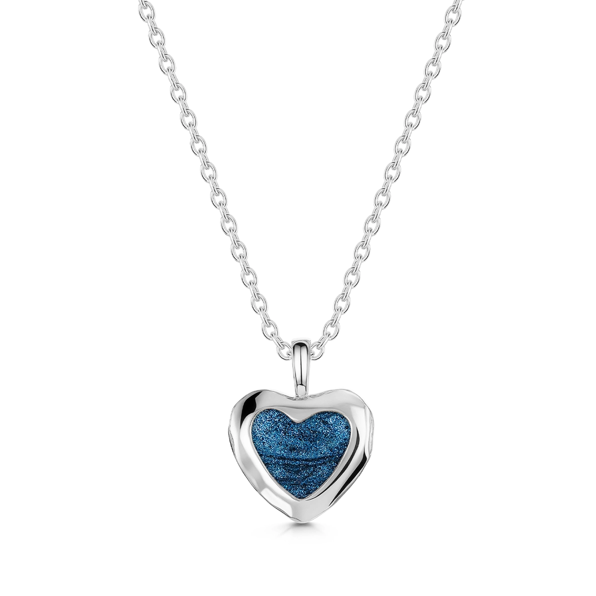 Organic Heart Ashes Resin Necklace - Silver