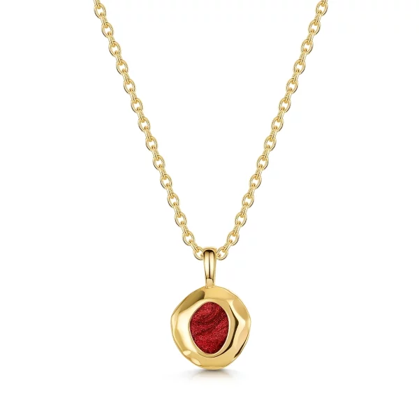 Organic Round Ashes Resin Necklace - Gold