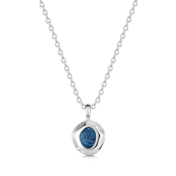 Organic Round Ashes Resin Necklace - Silver