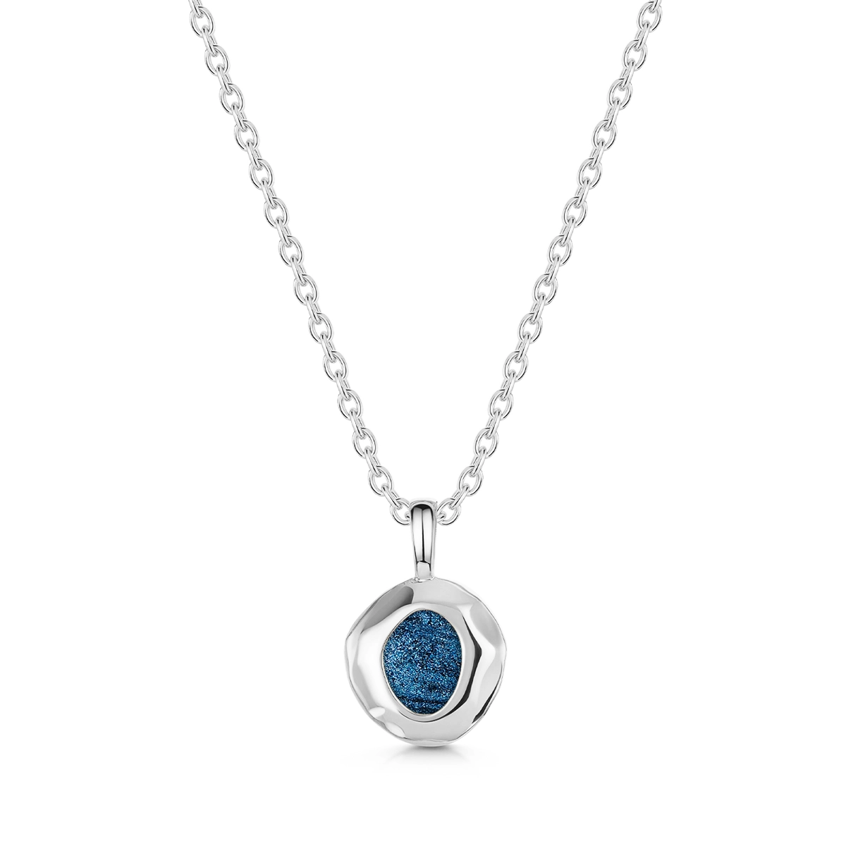 Organic Round Ashes Resin Necklace - Silver