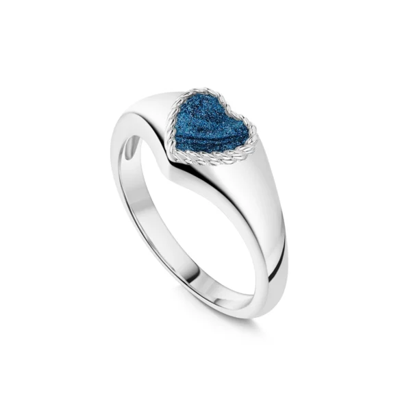 Roped Heart Ashes Resin Ring - Silver