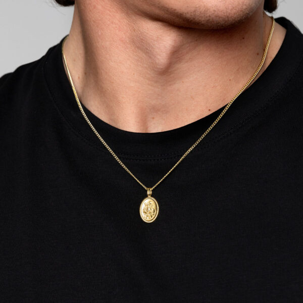 St Christopher Oval Necklace With Roped Edge