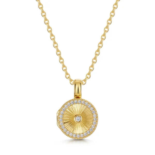 Sunbeam Crystal Halo Locket  - Gold