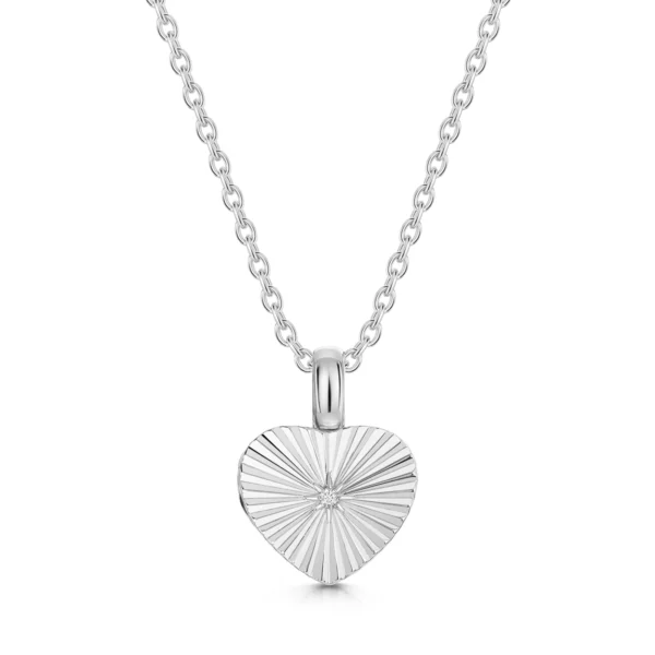 Sunbeam Crystal Heart Locket  - Silver