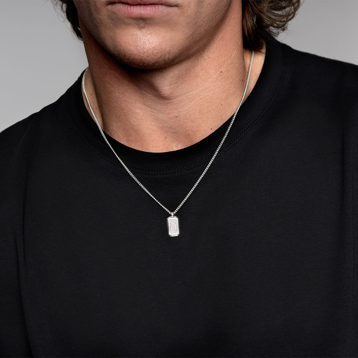 Ingot Cremation Ashes Resin Necklace – Silver DCPD002723-SS