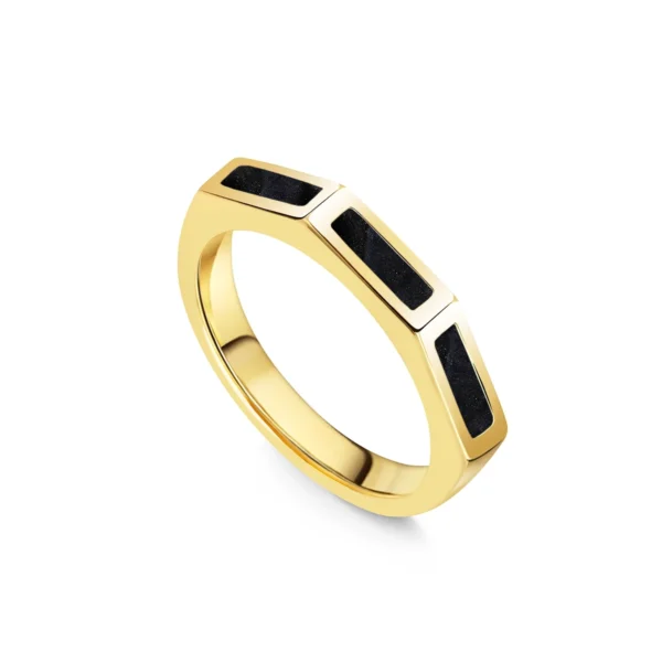 Geometric Triple Panel Ashes Resin Ring - Gold