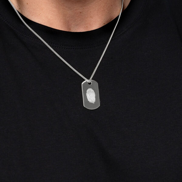 Men's Fingerprint Army Dog Tag Necklace