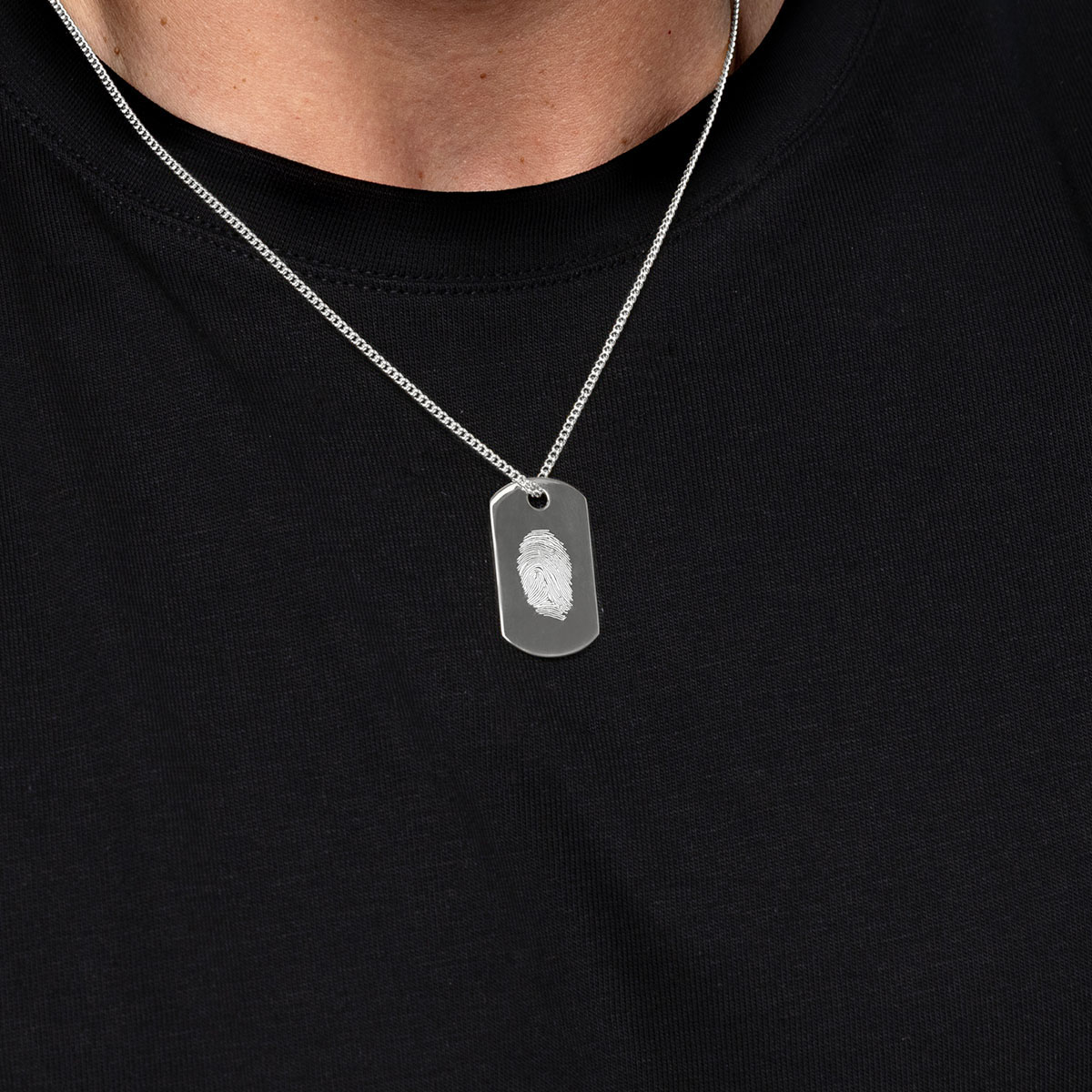 Men's Fingerprint Army Dog Tag Necklace