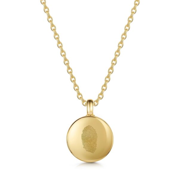 Fingerprint Small Round Ashes Urn Necklace - Gold