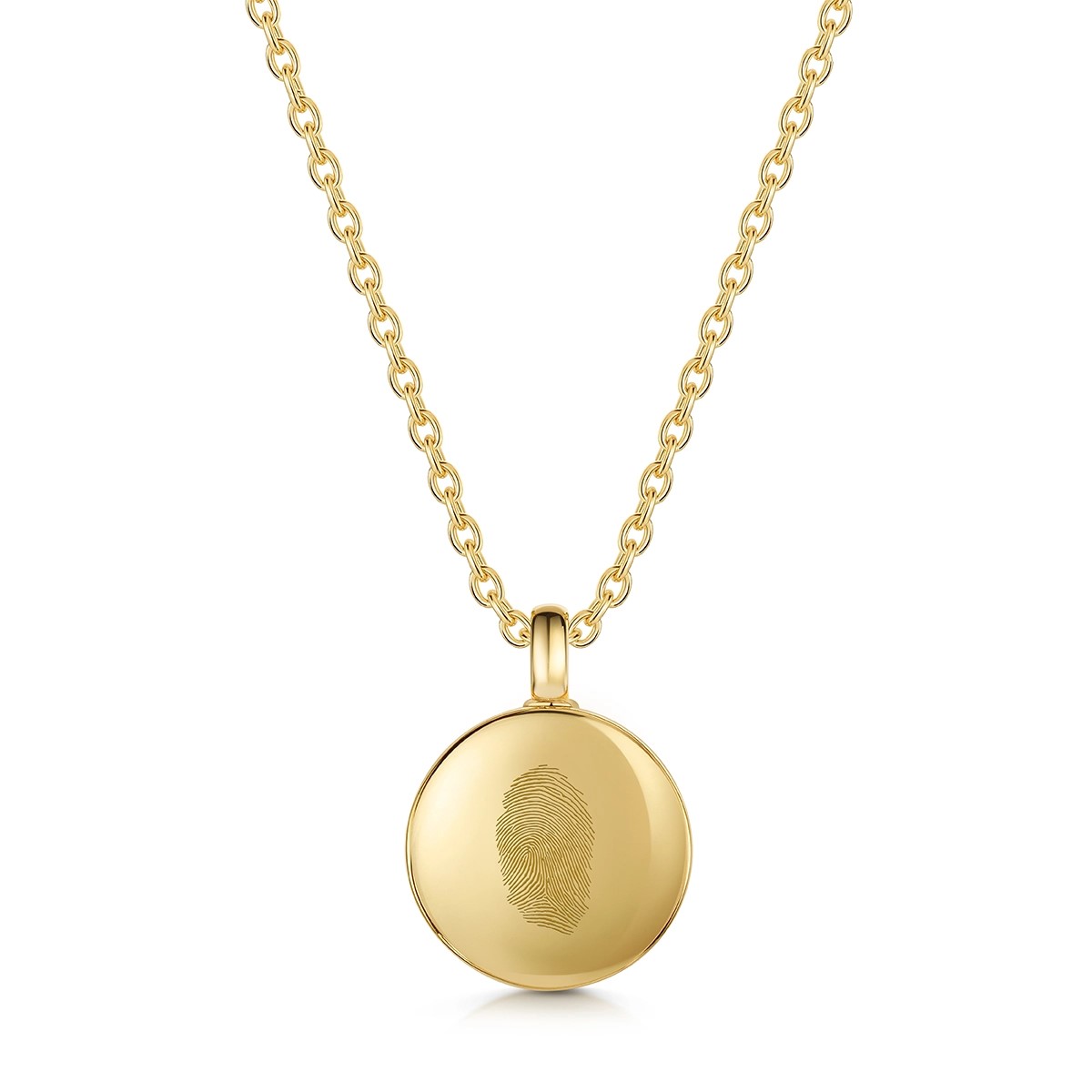 Fingerprint Small Round Ashes Urn Necklace - Gold