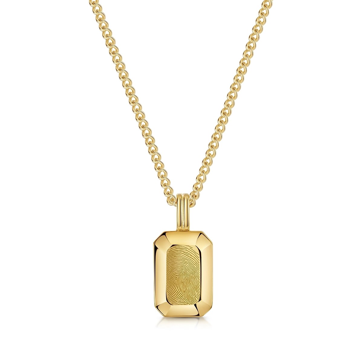 Fingerprint Ingot Tag Men’s Necklace – Gold