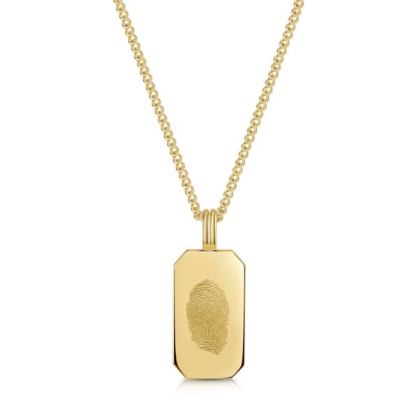 Fingerprint Octagonal Dog Tag Men’s Necklace – Gold