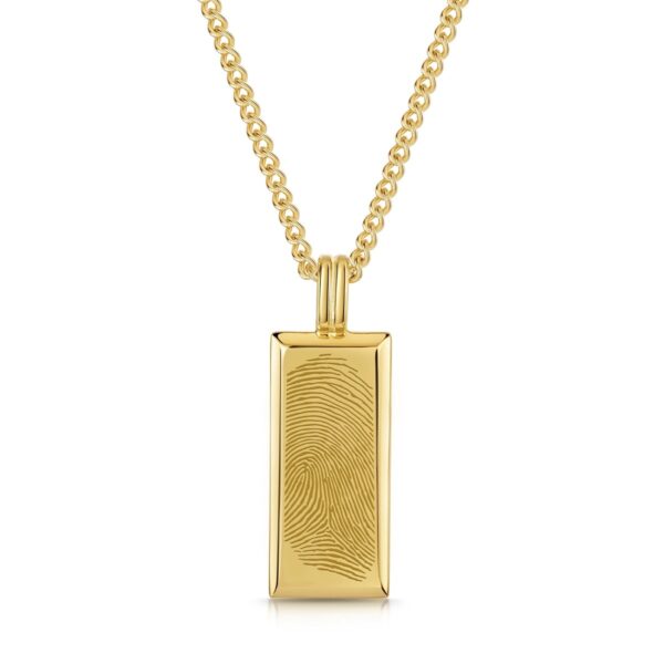 Fingerprint Tall Ingot Tag Men’s Necklace - Gold