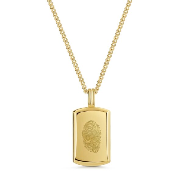 Fingerprint Wide Ingot Men's Necklace - Gold