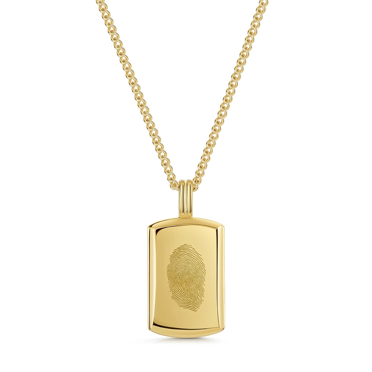 Fingerprint Wide Ingot Men's Necklace - Gold