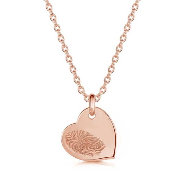 Fingerprint Drop Heart Personalised Necklace - Rose Gold Plate
