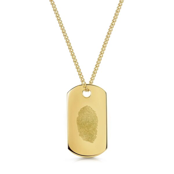 Men's Fingerprint Army Dog Tag Necklace - Gold