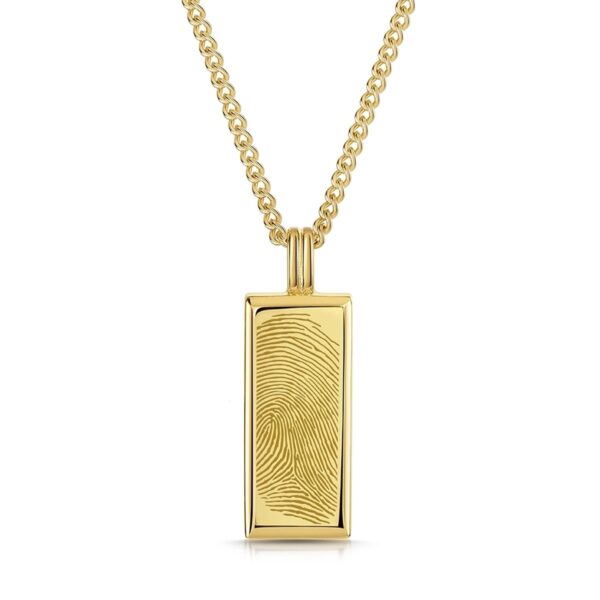 Men's Fingerprint Tall Ingot Urn Necklace - Gold