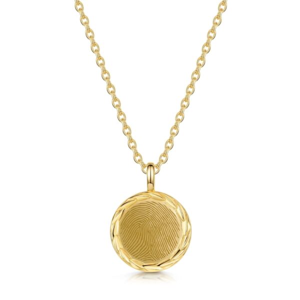 Rope-framed Round Fingerprint Necklace - Gold