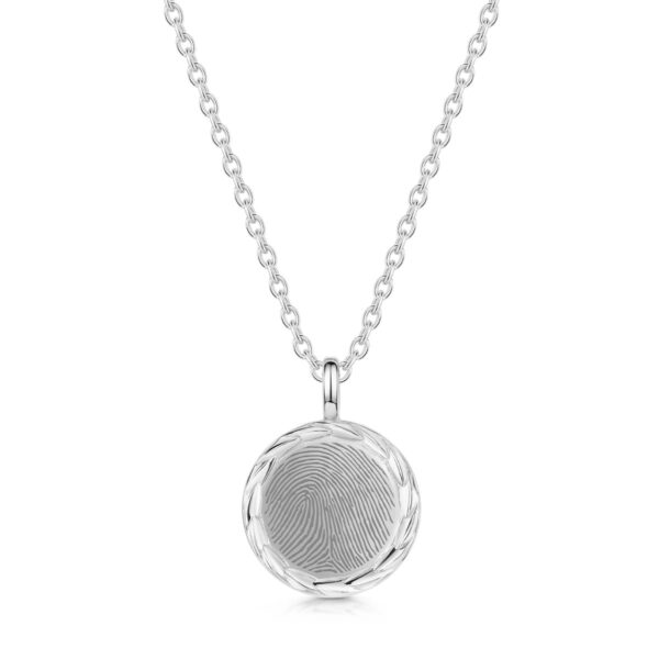 Rope-framed Round Fingerprint Necklace - Gold