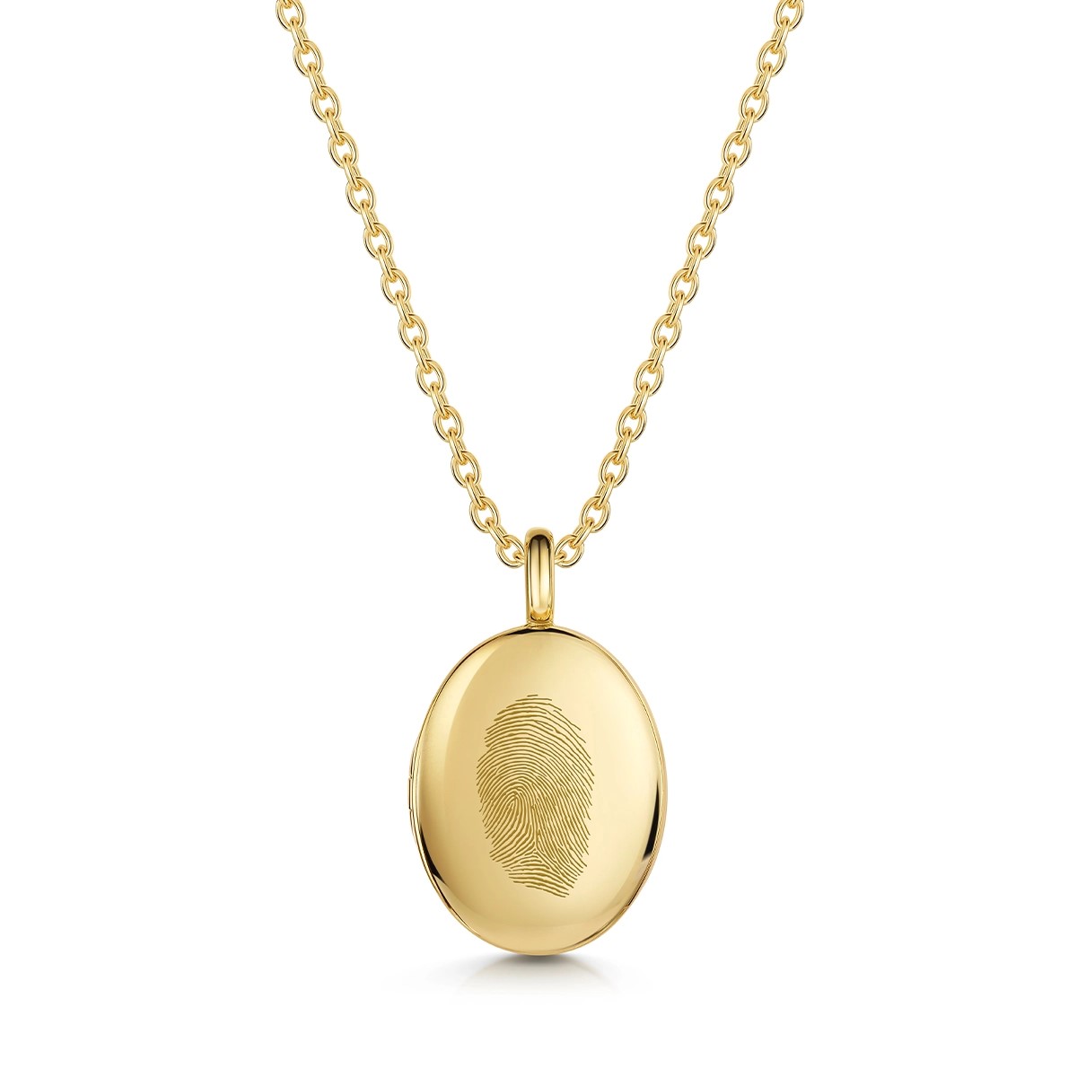 Fingerprint Oval Locket - Gold