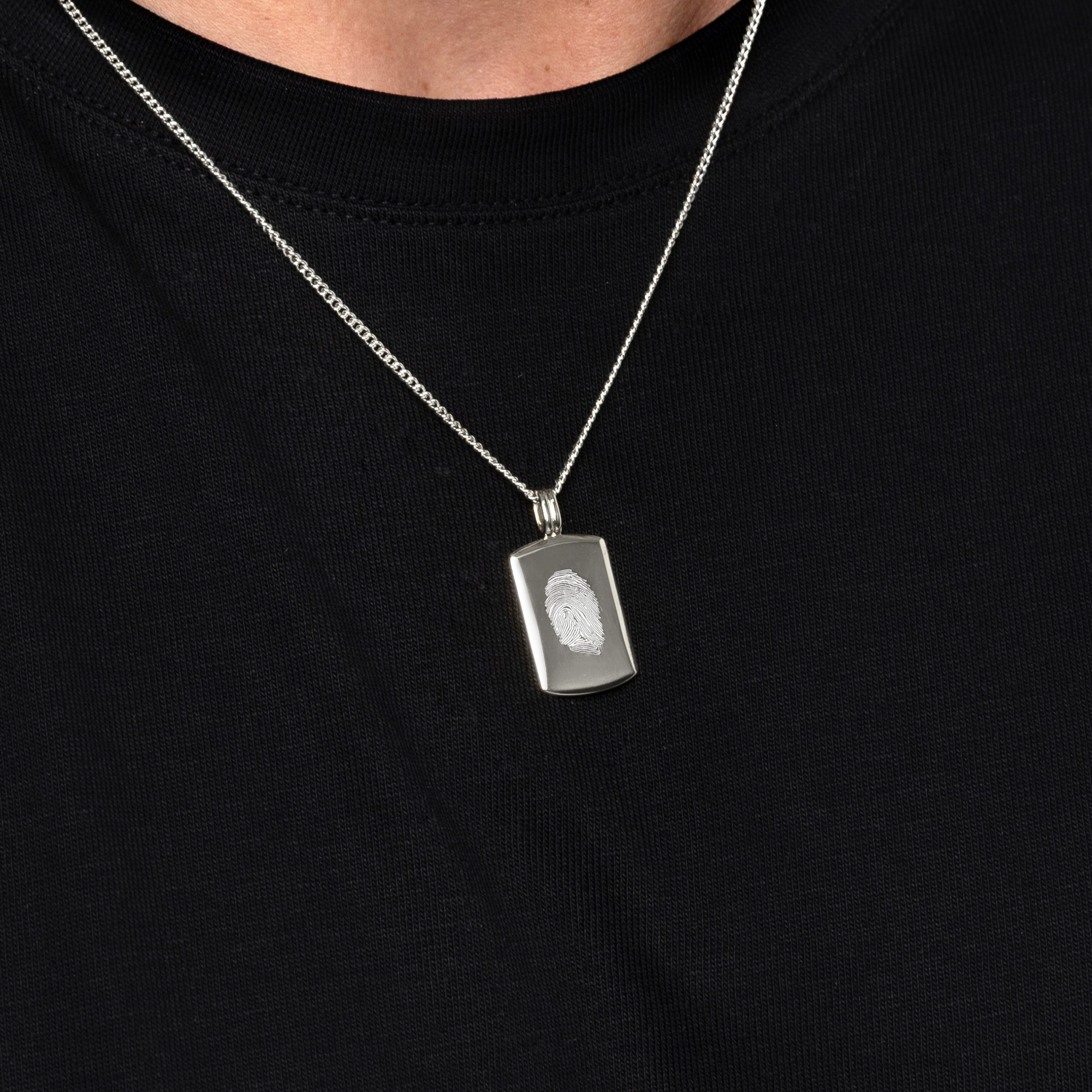 Fingerprint Wide Ingot Men's Necklace