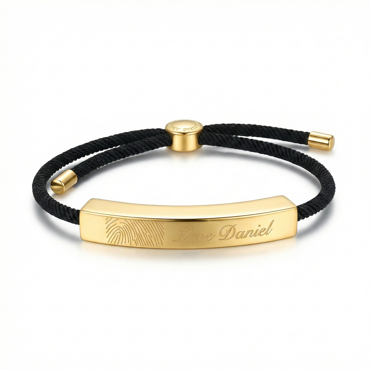Chunky Fingerprint Bar Rope Bracelet - Gold