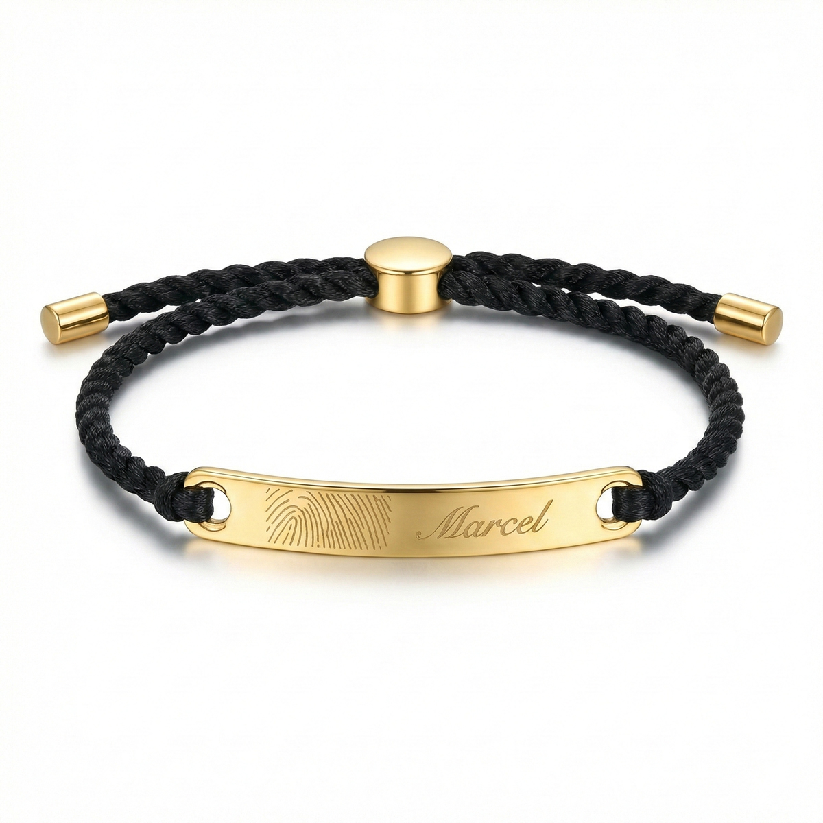 Fingerprint Name Plate Braided Bracelet - Gold