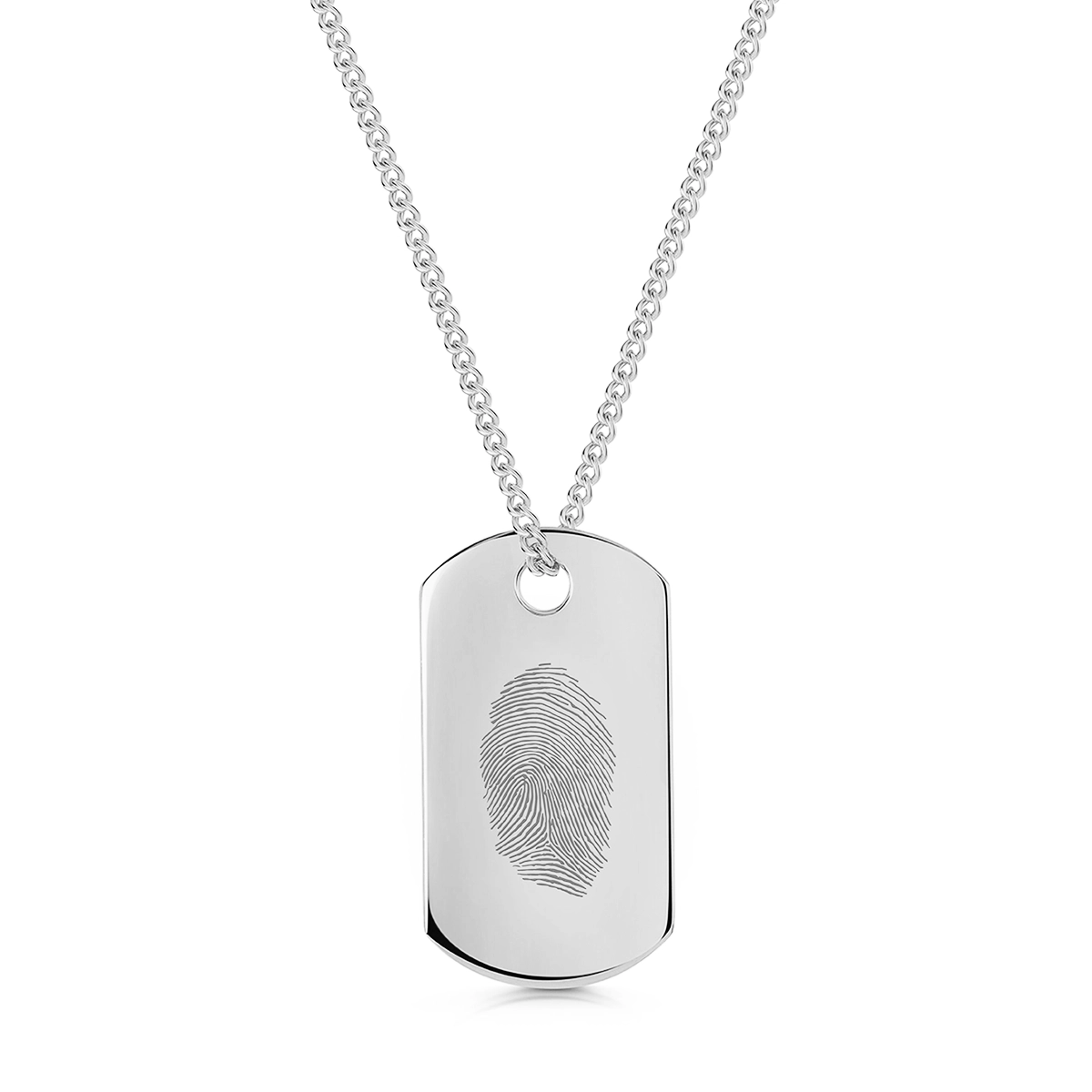 Men's Fingerprint Army Dog Tag Necklace - Silver SP09334A-SS-FINGERPRINT