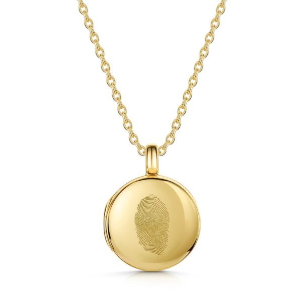 Round Fingerprint Personalised Locket - Gold