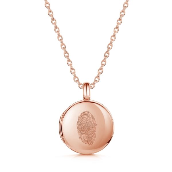 Round Fingerprint Personalised Locket - Rose Gold