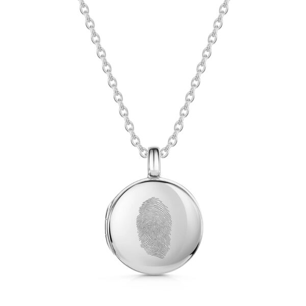 Round Fingerprint Personalised Locket - Silver