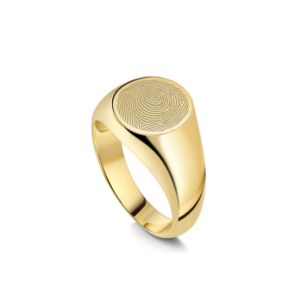 Men's Round Fingerprint Signet Ring - Gold