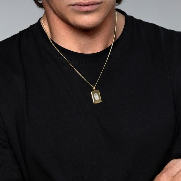 Fingerprint Wide Ingot Men's Necklace - Gold