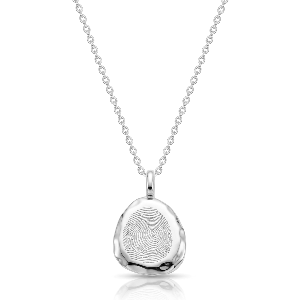 Organic Fingerprint Pebble Necklace - Silver