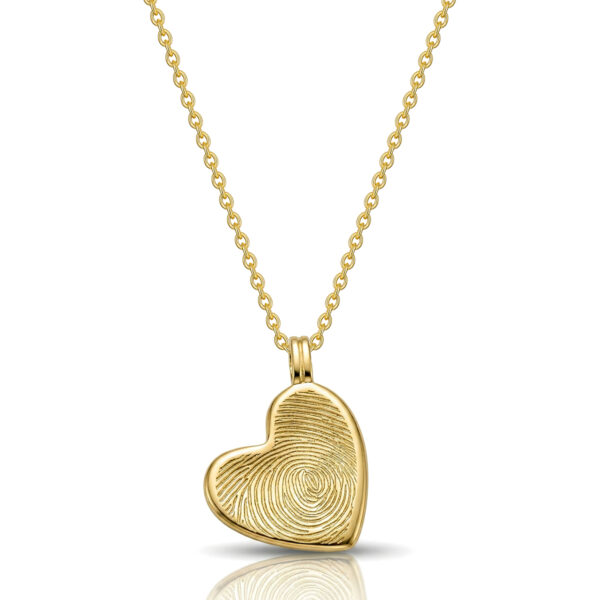 Drop Heart Fingerprint Necklace - Gold