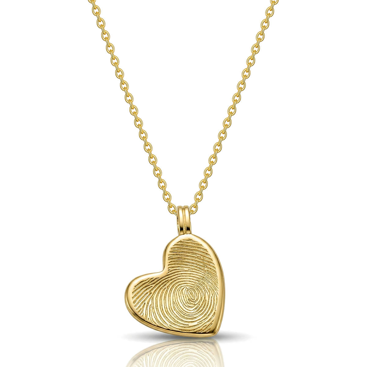 Drop Heart Fingerprint Necklace - Gold