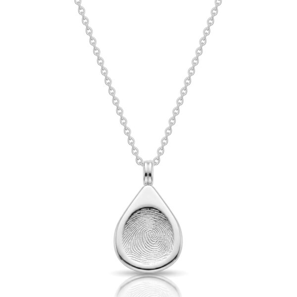 Teardrop Fingerprint Necklace - Silver