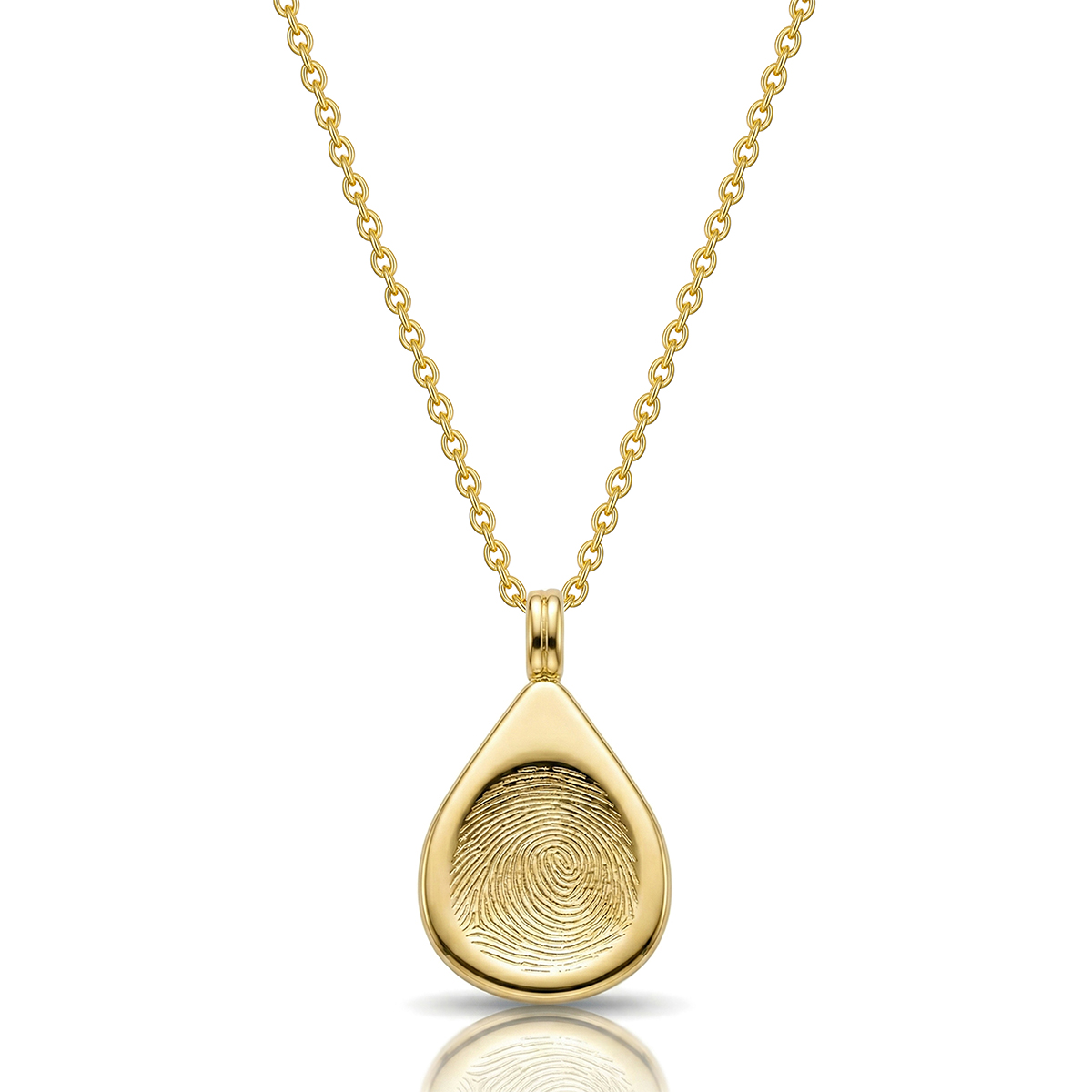 Teardrop Fingerprint Necklace - Gold
