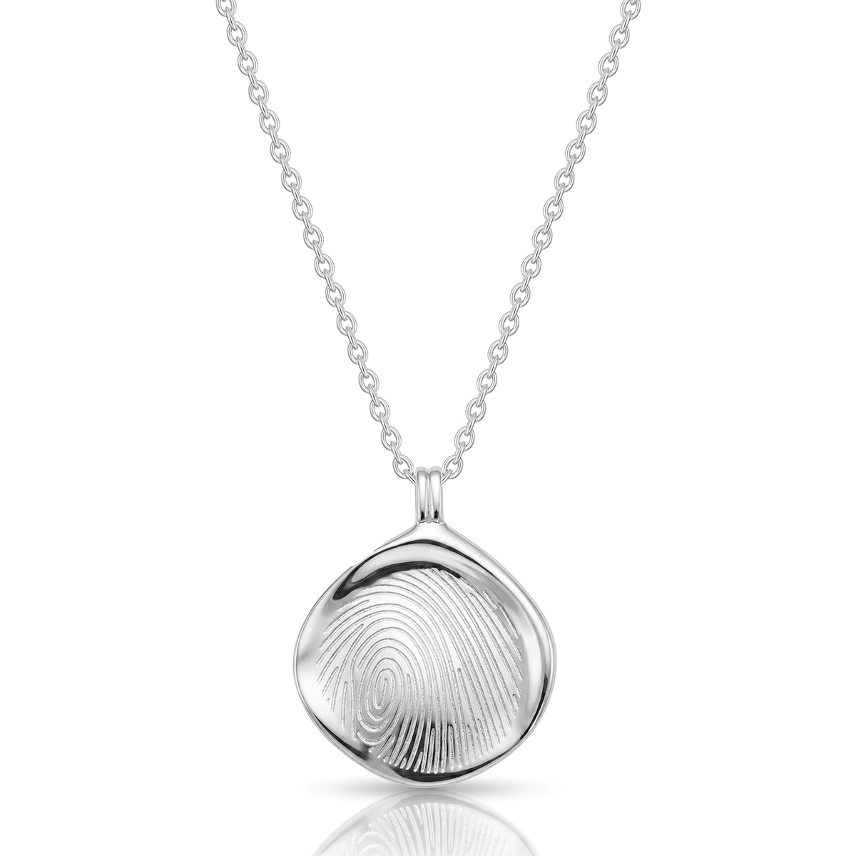 Large Pressed Round Fingerprint Necklace - Silver