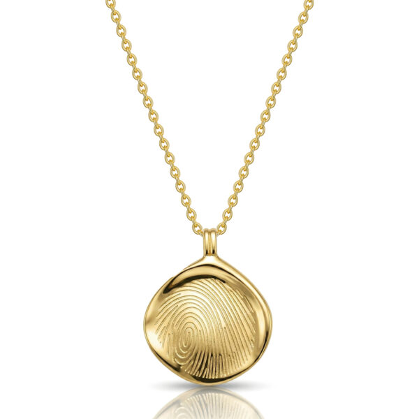 Large Pressed Round Fingerprint Necklace - Gold